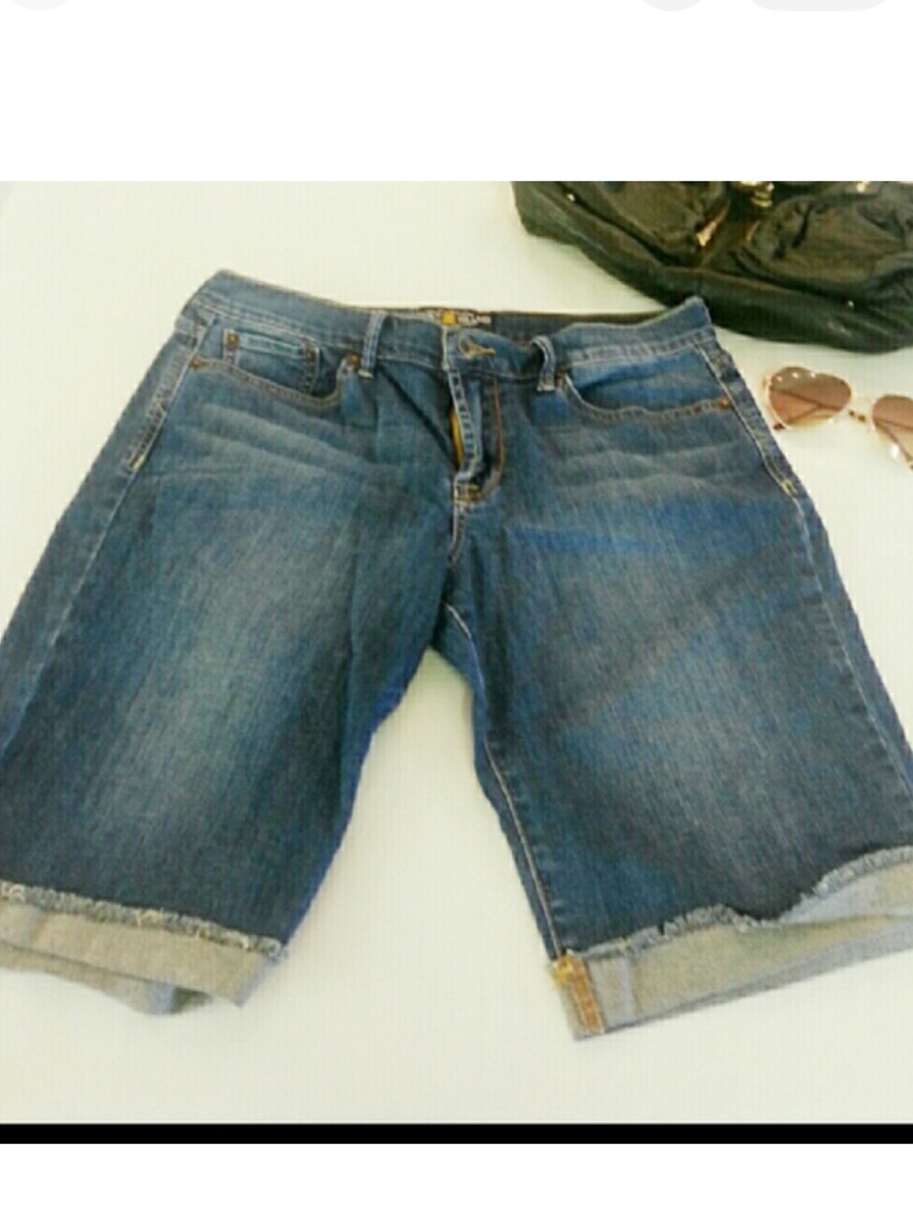 Lucky Brand Indigo Blue Denim Shorts with Orange Stitching